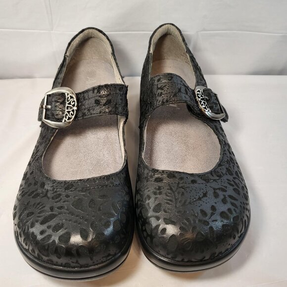 Alegria by PG Lite Kourtney Delicut Mary Jane Size 38 EU Black Floral Design - Picture 2 of 10